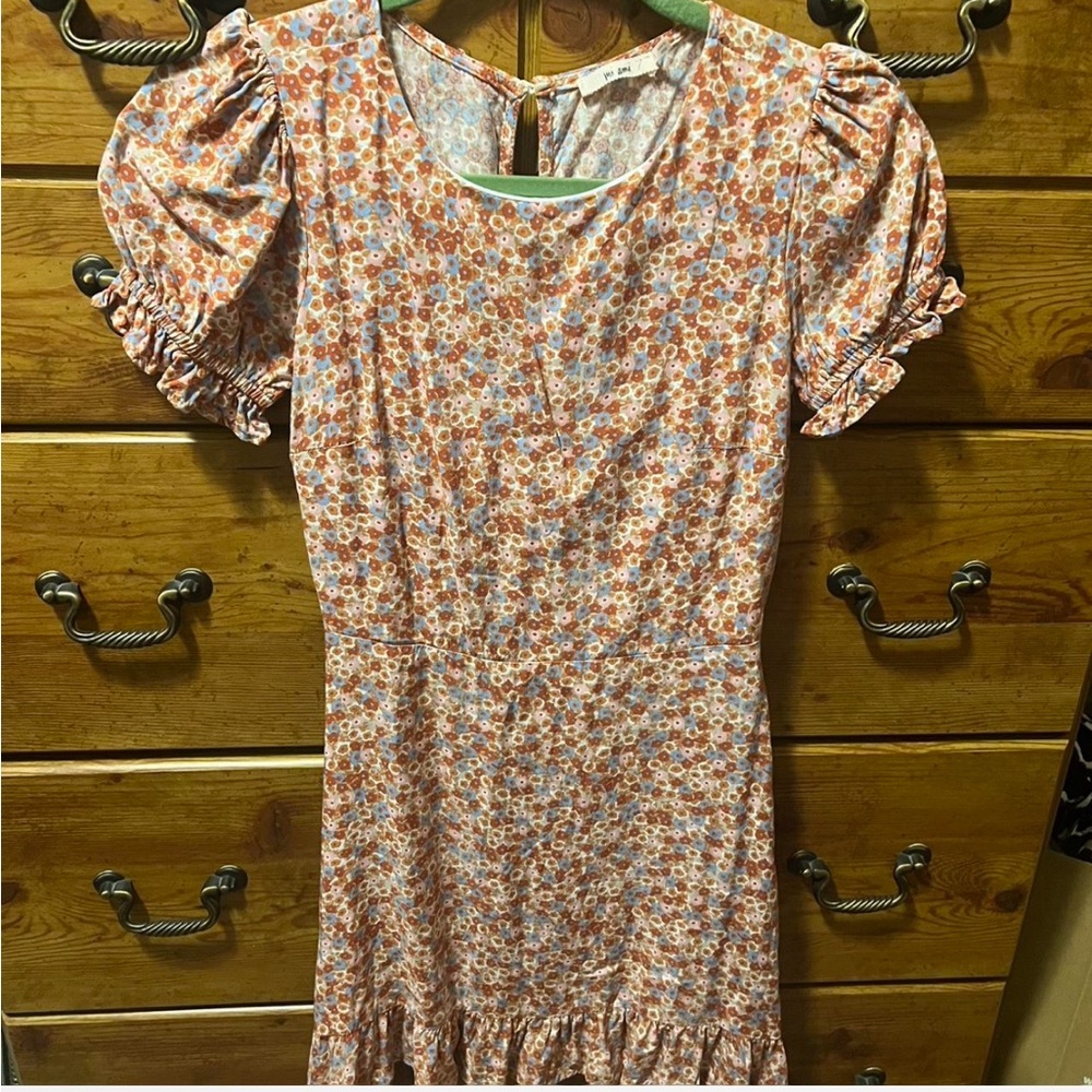 Francesca's Collections Floral Mini Dress - Orange and White